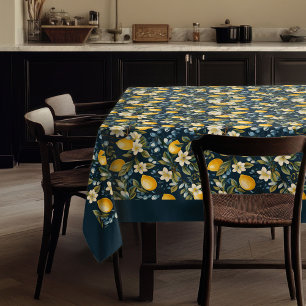 Zomer Mediterrane gele citroenen marineblauw Tafelkleed