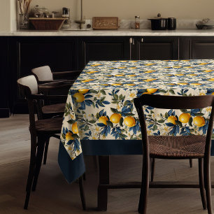 Zomer Mediterrane gele citroenen marineblauw Tafelkleed