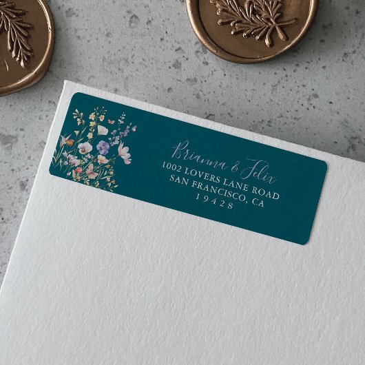 Zomer Meerkleurige Wilde Bloem Groene Retouradres  Etiket