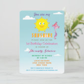 Zomer Meisje 1e verjaardag Kaart (Staand voorkant)