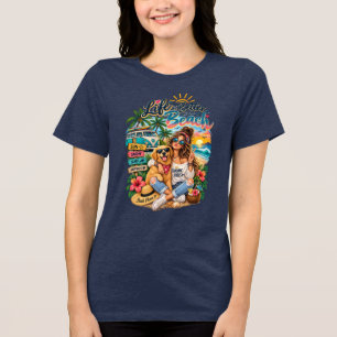 Zomer Meisje met Mooie Hond – Zonneschijn & Goede Tri-Blend Shirt