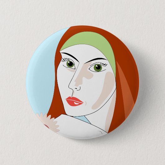 Zomer Meisje Ronde Button 5,7 Cm (Voorkant)