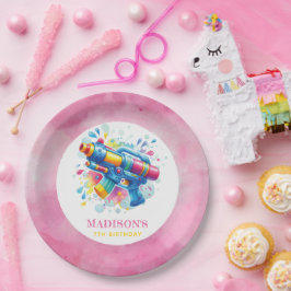 Zomer Meisje Verjaardag Water Pistool Custom Papieren Bordje