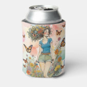 Zomer Meisjes Pastels Bloemen met Vlinders Blikjeskoeler (Blikje Achterkant)