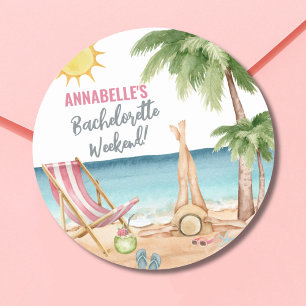 Zomer Meisjesuitje Schattig Strand Ronde Sticker