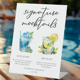 Zomer Menu met handtekening mocktails bij het zwem Reclamebord Met Voetstuk
