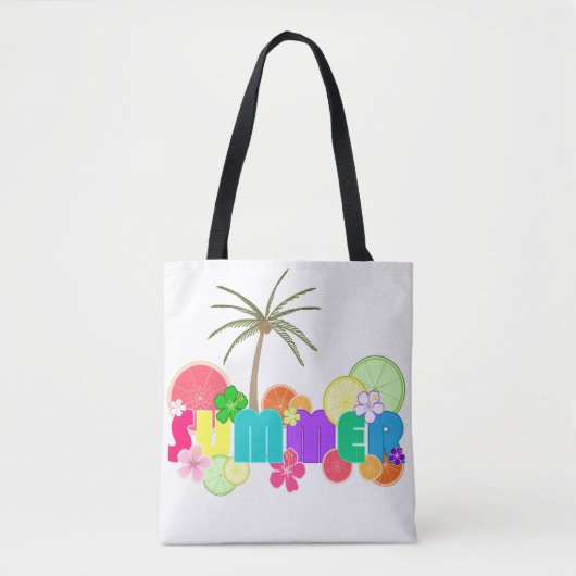 Zomer (Met Palmboom) Tote Bag (Voorkant)