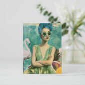 zomer Mixed Media Collage Briefkaart (Staand voorkant)