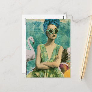 zomer Mixed Media Collage Briefkaart