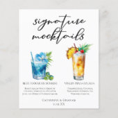 Zomer Mocktails Blauw Hawaiiaanse Piña Colada Menu (Voorkant)