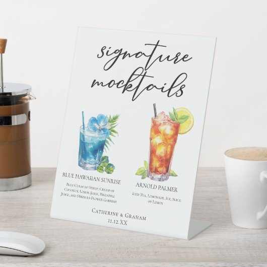 Zomer Mocktails Blauw Hawaiian Arnold Palmer Reclamebord Met Voetstuk (Insitu)