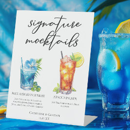 Zomer Mocktails Blauw Hawaiian Arnold Palmer Reclamebord Met Voetstuk