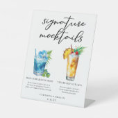 Zomer Mocktails Blauwe Hawaiiaanse Piña Colada Reclamebord Met Voetstuk (Voorkant)