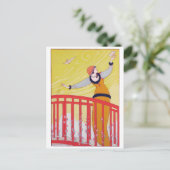 Zomer Mode Tekening Geel Charles Martin Kunst Briefkaart (Staand voorkant)