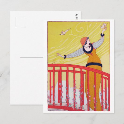 Zomer Mode Tekening Geel Charles Martin Kunst  Briefkaart (Voorkant / Achterkant)