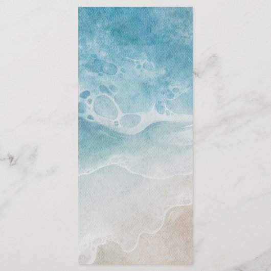 Zomer Moderne Kust Bruiloft Menu Kaarten Strandthe (Achterkant)