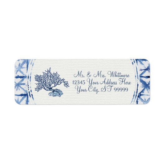 Zomer Moderne Stof Blauw en Witte Bruidsdouche Etiket (Voorkant)