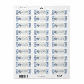 Zomer Moderne Stof Blauwe en Witte Bruiloftsdouche Etiket (Full Sheet)