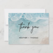 Zomer Moderne Strand Bruiloft Dank u Kaart (Voorkant)