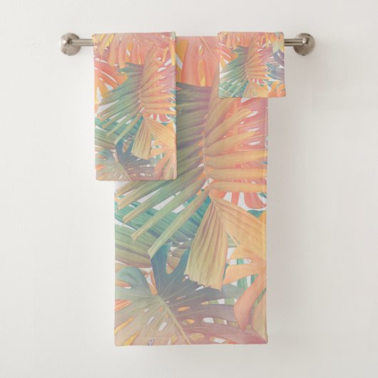 Zomer Monstera Palm Jungle 1 Bad Handdoek (Insitu)