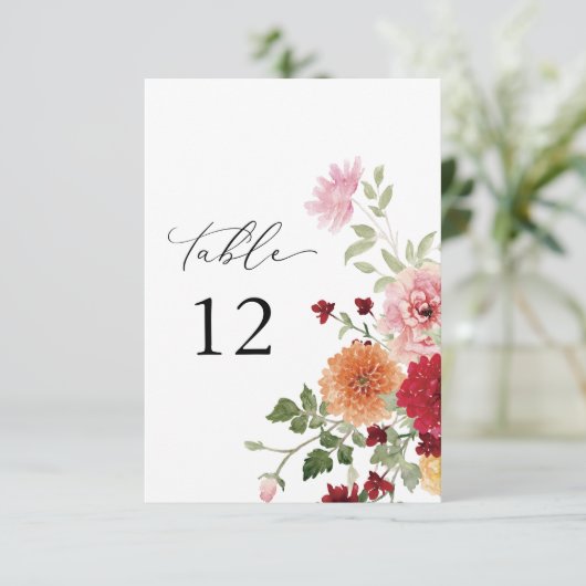 Zomer Multi Kleur Bloemen Dikkere Tafelnummers (Staand voorkant)