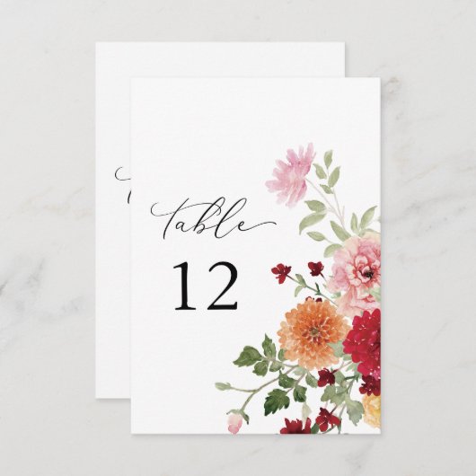 Zomer Multi Kleur Bloemen Dikkere Tafelnummers (Voorkant / Achterkant)