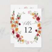 Zomer Multi Kleur Bloemen Dikkere Tafelnummers 2 (Voorkant / Achterkant)