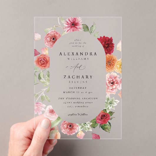 Zomer Multi Kleur Bloemen Huwelijk 2 Acryl Uitnodigingen (Insitu (Draagbaar))