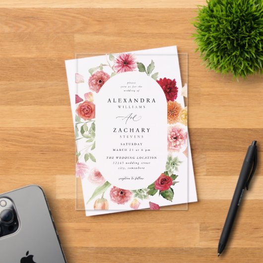 Zomer Multi Kleur Bloemen Huwelijk 2 Acryl Uitnodigingen (Insitu (Uitnodiging))