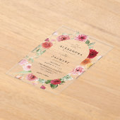 Zomer Multi Kleur Bloemen Huwelijk 2 Acryl Uitnodigingen (Laagn)