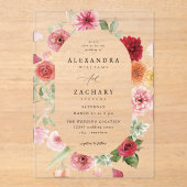Zomer Multi Kleur Bloemen Huwelijk 2 Acryl Uitnodigingen (Voorkant)