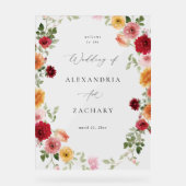 Zomer Multi Kleur Bloemen Huwelijk Welkom Acryl Bord (Voorkant)