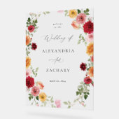 Zomer Multi Kleur Bloemen Huwelijk Welkom Acryl Bord (Hoek)