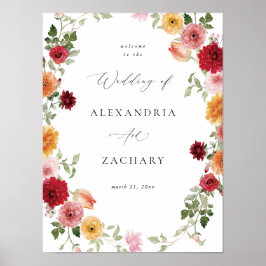 Zomer Multi Kleur Bloemen Huwelijk Welkom Teken Poster