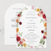 Zomer Multi Kleur Bloemen Trouwprogramma 2- Boog Kaart (Voorkant / Achterkant)