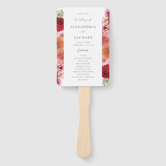 Zomer Multi Kleur Bloemen Trouwprogramma Handwaaier (Voorkant)