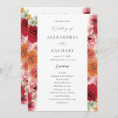 Zomer Multi Kleur Bloemen Trouwprogramma Kaart (Voorkant / Achterkant)