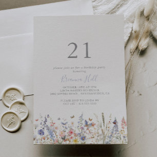 Zomer Multicolor Wildflower 21ste Verjaardagsfeest Kaart