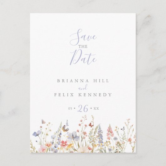 Zomer Multicolor Wildflower Bewaar de datum Briefkaart (Voorkant)