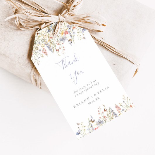 Zomer Multicolor Wildflower bruiloft Dank u Cadeaulabel