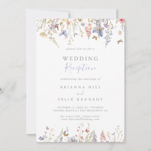 Zomer Multicolor Wildflower bruiloft receptie Kaart (Voorkant)