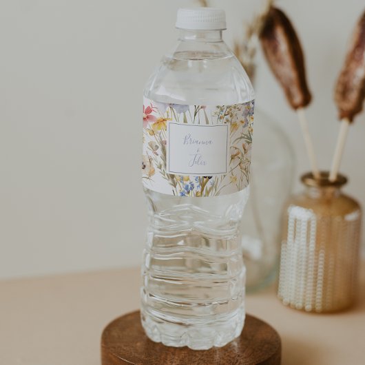 Zomer Multicolor Wildflower bruiloft Waterfles Etiket