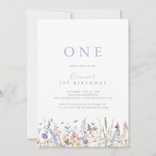 Zomer Multicolor Wildflower Eerste Verjaardag Part Kaart (Voorkant)