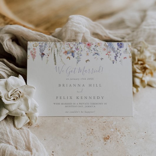 Zomer Multicolor Wildflower Elopement Aankondiging