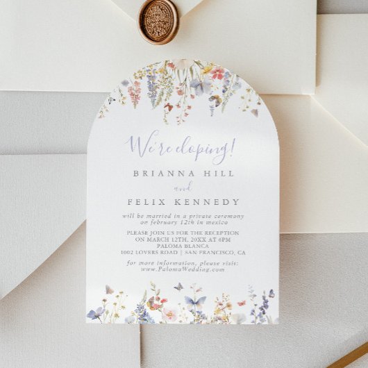 Zomer Multicolor Wildflower Elopement receptie Kaart