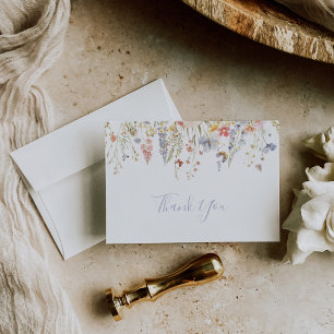 Zomer Multicolor Wildflower Flat Wedding Bedankkaart