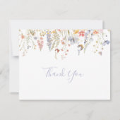 Zomer Multicolor Wildflower Flat Wedding Bedankkaart (Voorkant)