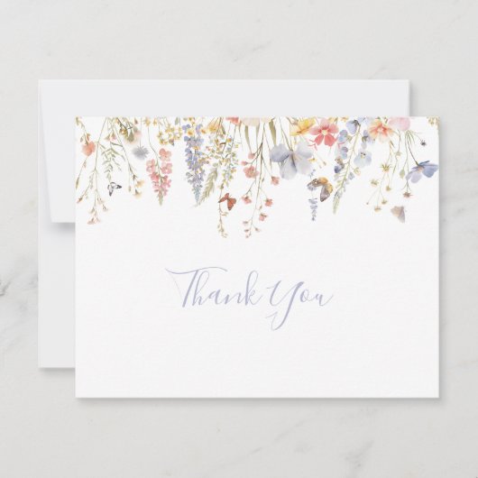 Zomer Multicolor Wildflower Flat Wedding Bedankkaart (Voorkant)