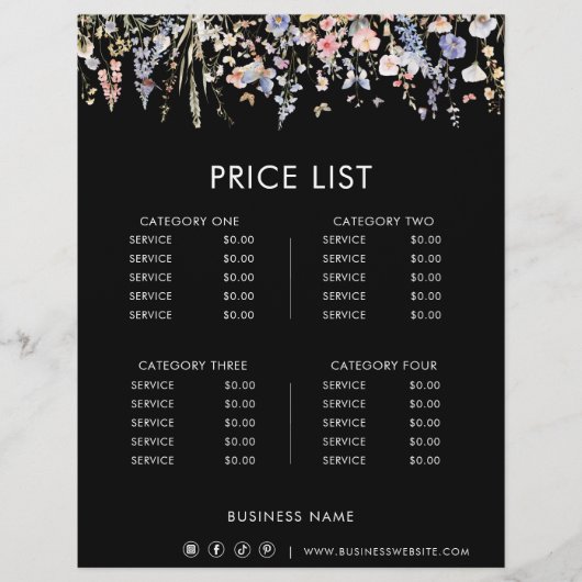 Zomer Multicolor Wildflower Formele prijslijst (Voorkant)