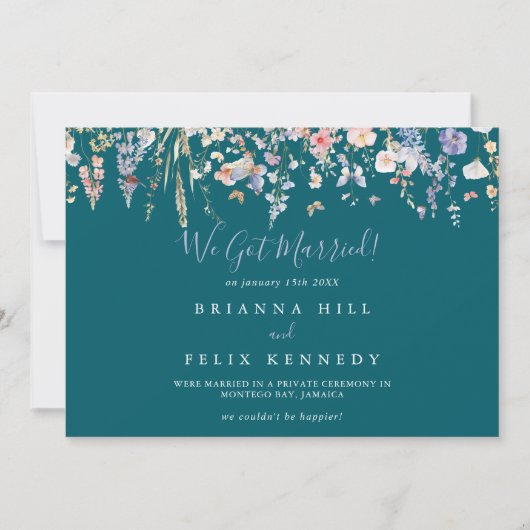 Zomer Multicolor Wildflower Green Elopement Aankondiging (Voorkant)